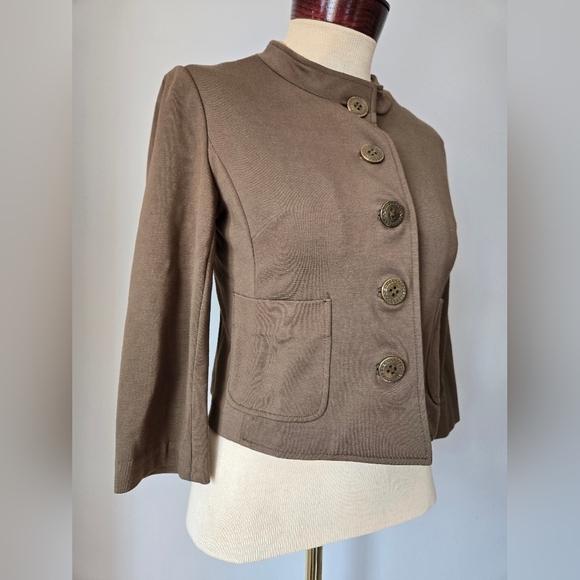Cartonnier Olive Green Cropped Blazer With Bronze Buttons. Size Small - Picture 2 of 13